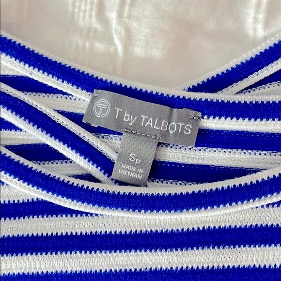 Talbots Blue & White Shirt Key Hole Details at Back Neckline 3/4 Sleeves Size SP - Picture 6 of 8